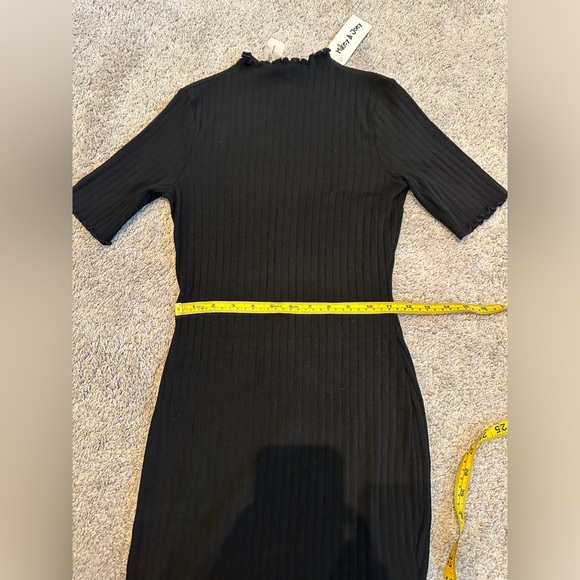 NWT - Mikey & Joey - Black Ribbed Knit Short Sleeve Dress - Ruffle Trim - Size S - Picture 5 of 9